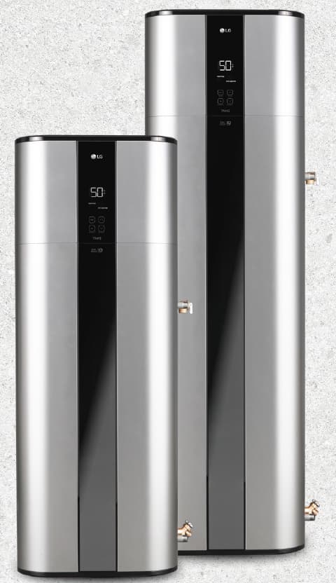LG R134a-warmtepompboilers, 200 en 270 liter naast elkaar
